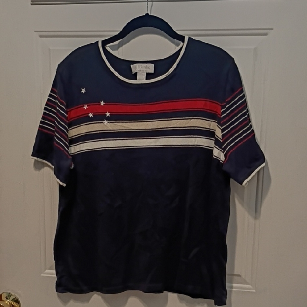 CJ Banks Navy and Red Short Sleeve Tee